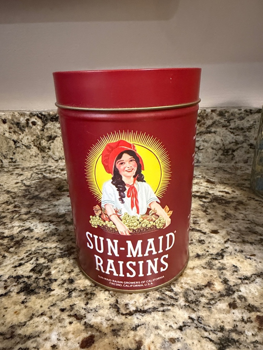 Red Vintage Tin Canister - Decorative Home Accent